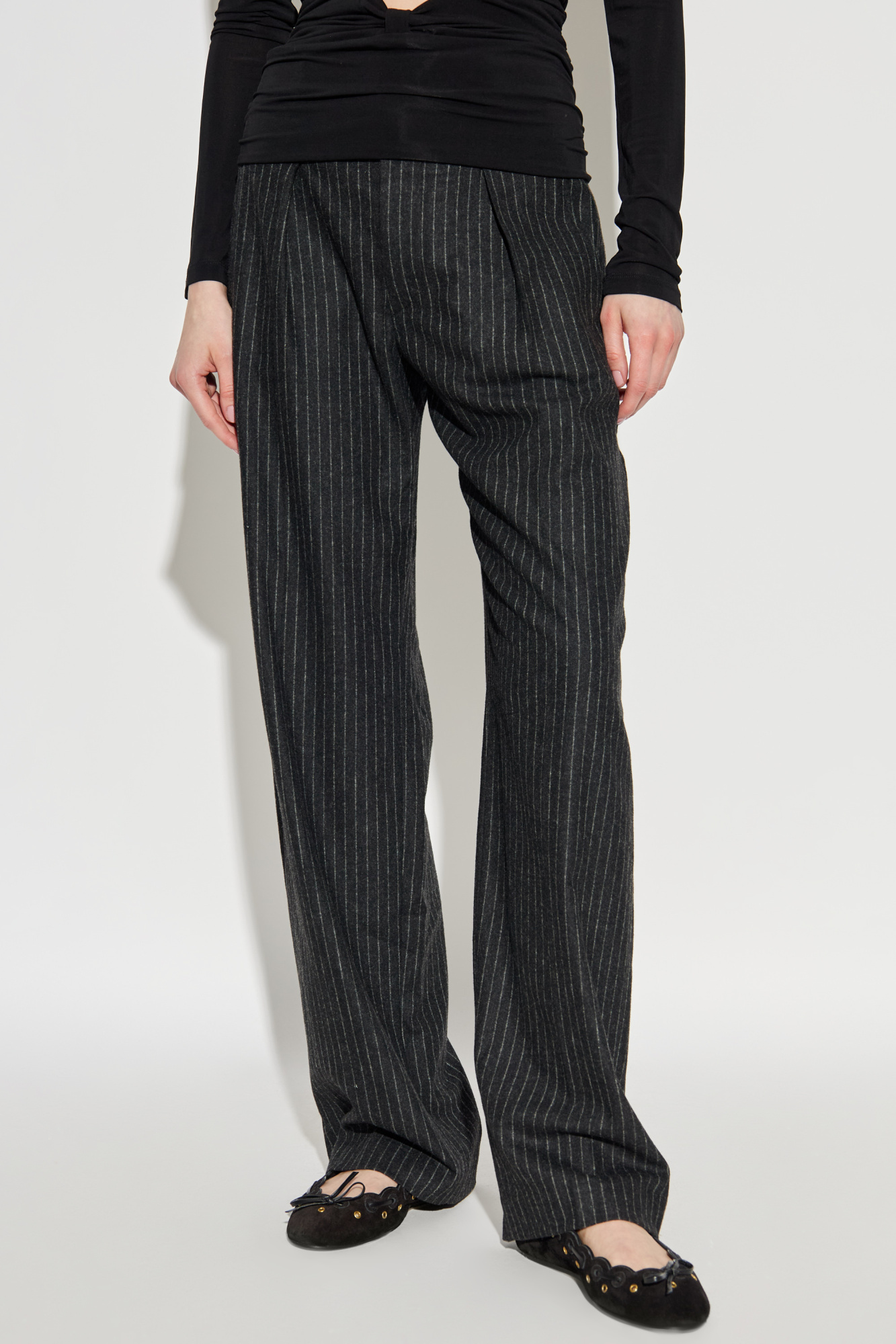 パンツ Isabel Marant PA0569FBB1F01I Trousers Lisetta pant Lisetta chalk stripe wide-leg suit pants in brown - Isabel